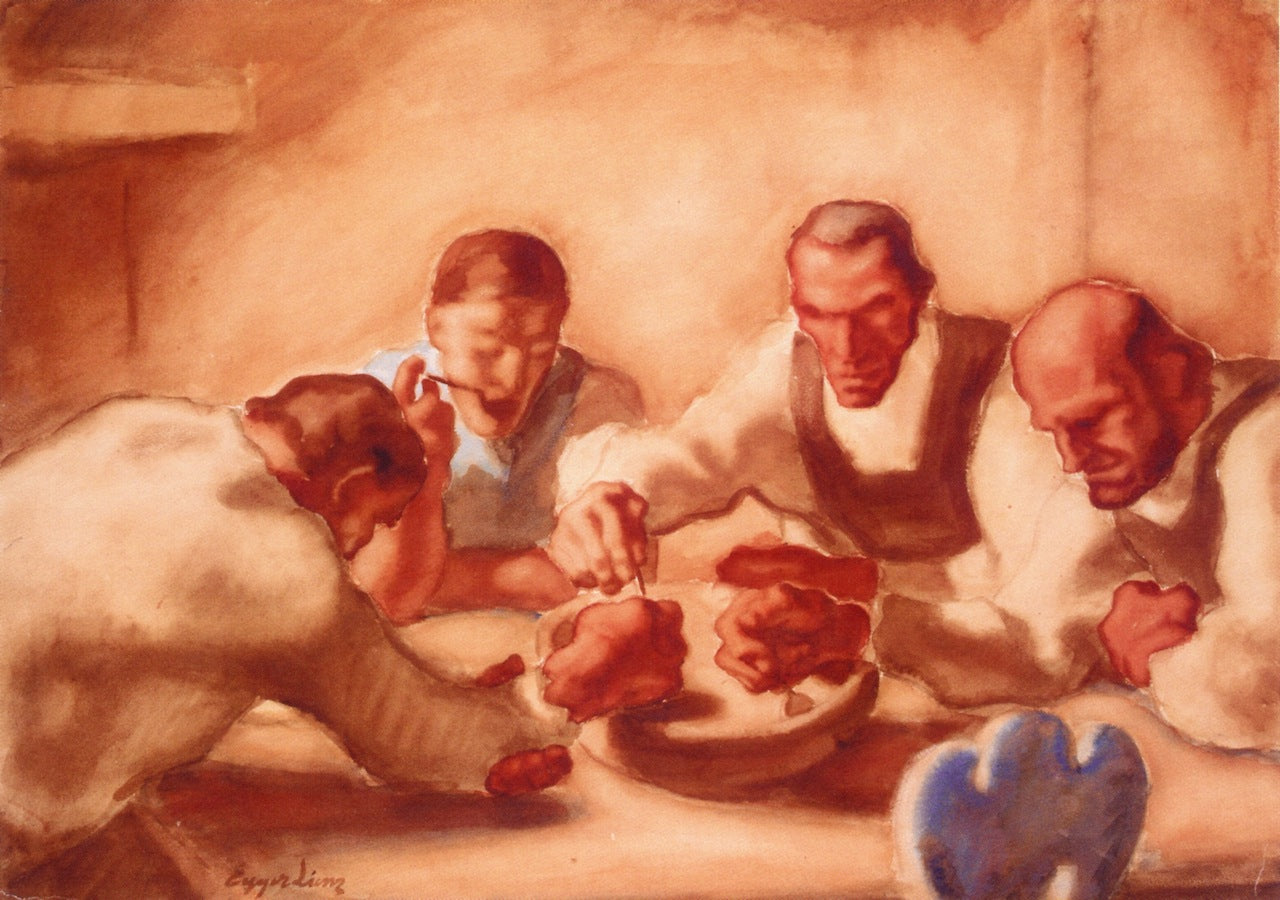 Mealtime, Free Repetition by Albin Egger-Lienz,A3(16x12")Poster