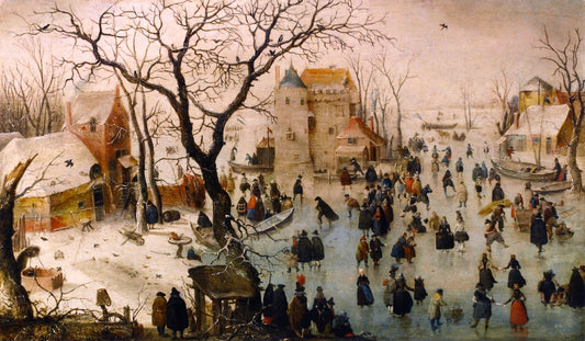 Winter Landscape with a Castle, vintage artwork by Hendrick Avercamp, 12x8" (A4) Poster