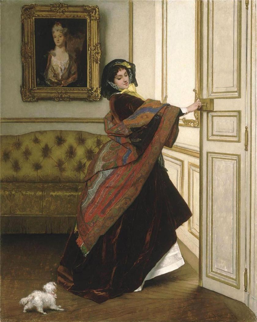Departing for the Promenade, vintage artwork by Alfred Émile Leopold Stevens, 12x8" (A4) Poster