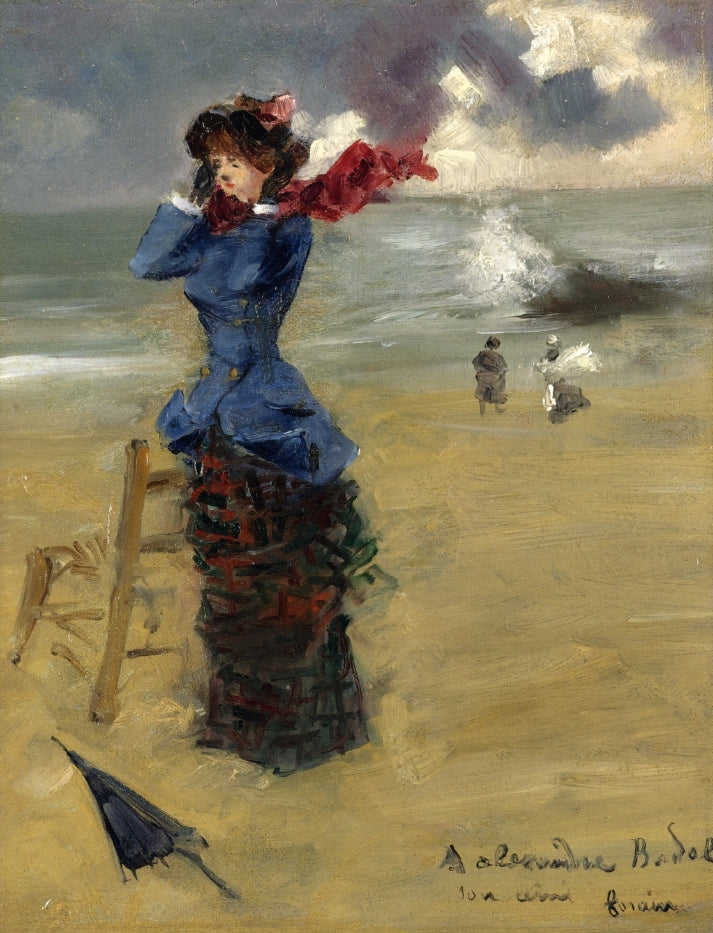Elegant Woman on the Beach, vintage artwork by Jean-Louis Forain, 12x8" (A4) Poster