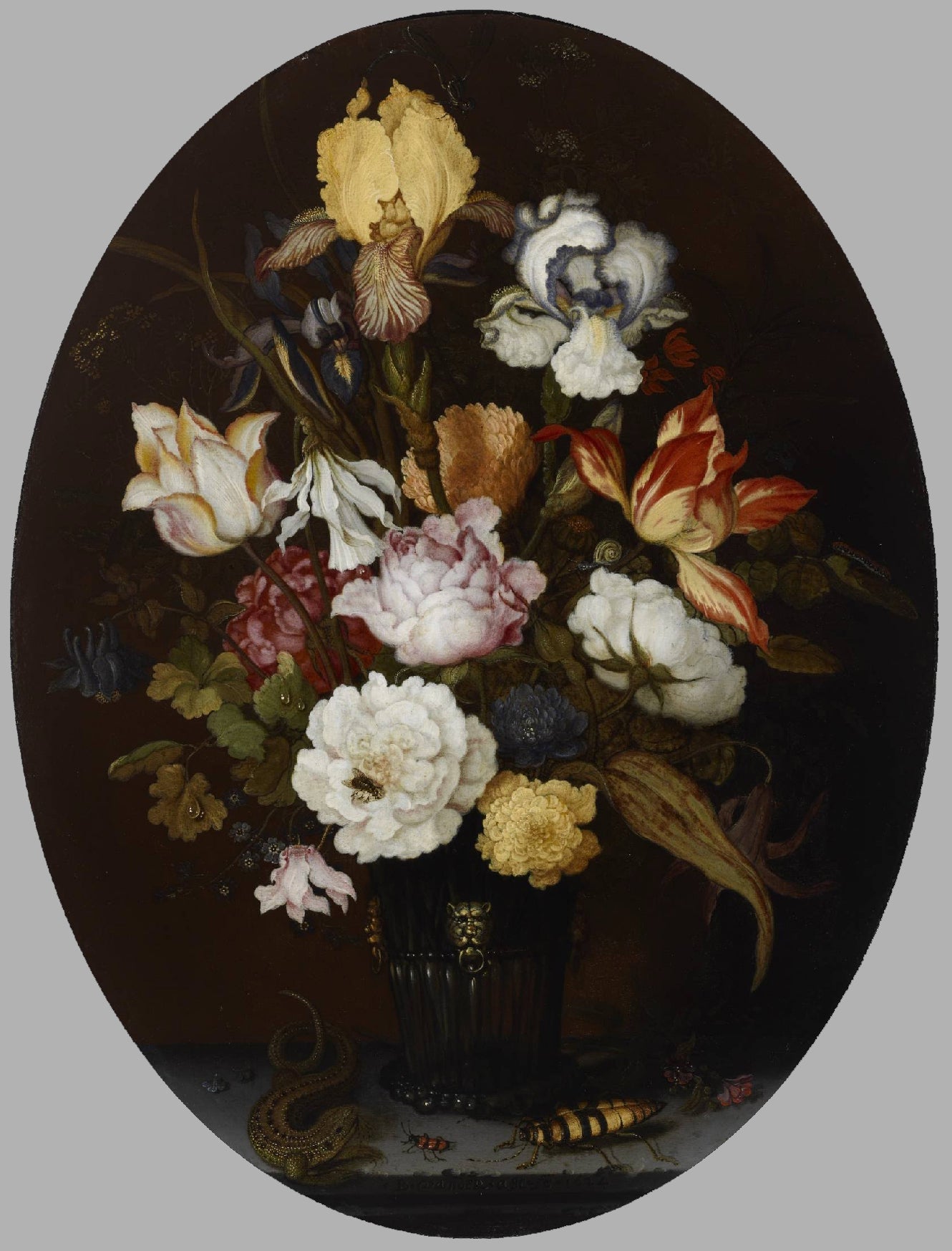 Still Life of Flowers in a Glass Vase, vintage artwork by Balthasar van der Ast, 12x8" (A4) Poster