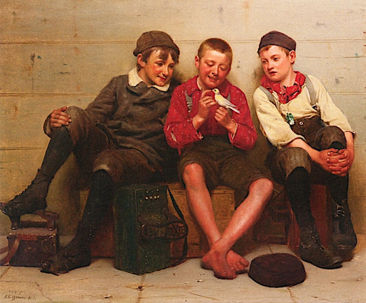 A Great Find, vintage artwork by John George Brown, 12x8" (A4) Poster