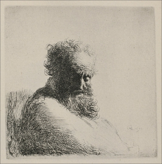 Bust of an Old Man with a Large Beard, vintage artwork by Rembrandt van Rijn, 12x8" (A4) Poster