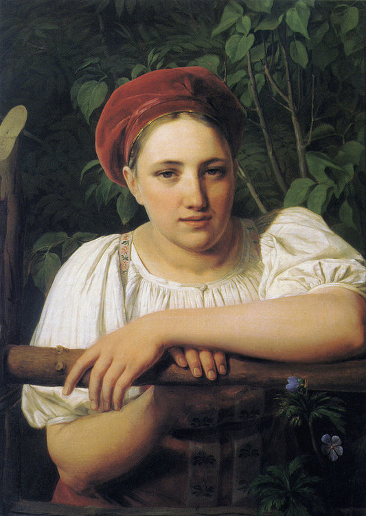 Peasant Girl from Tver, vintage artwork by Alexei Venetsianov, 12x8" (A4) Poster