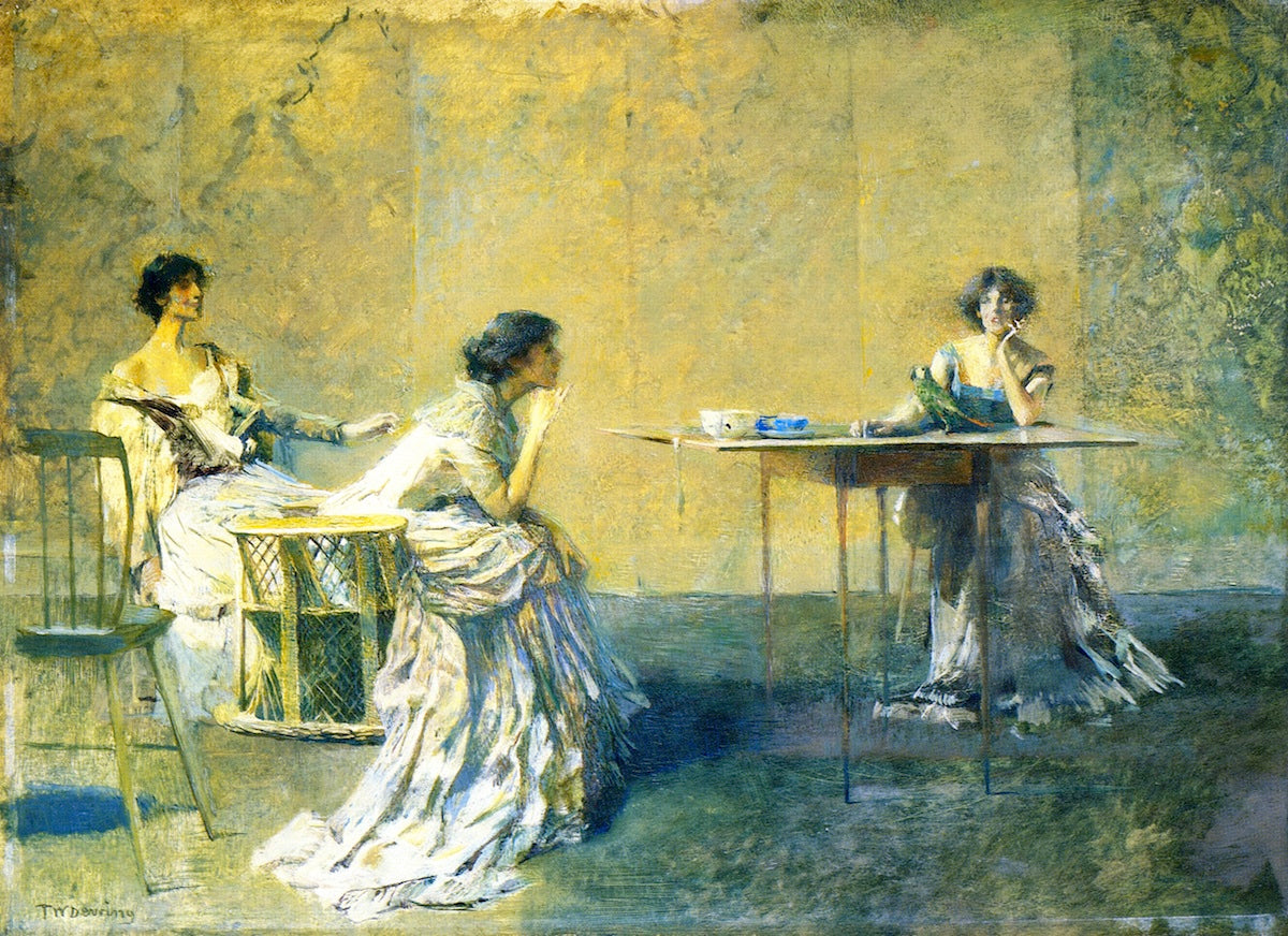The Gossip by Thomas Wilmer Dewing,A3(16x12")Poster