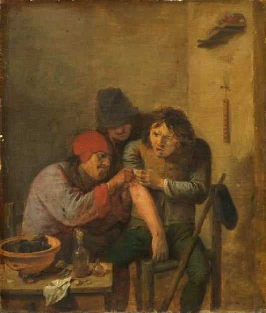The Five Senses ~ Touch, vintage artwork by Adriaen Brouwer, 12x8" (A4) Poster