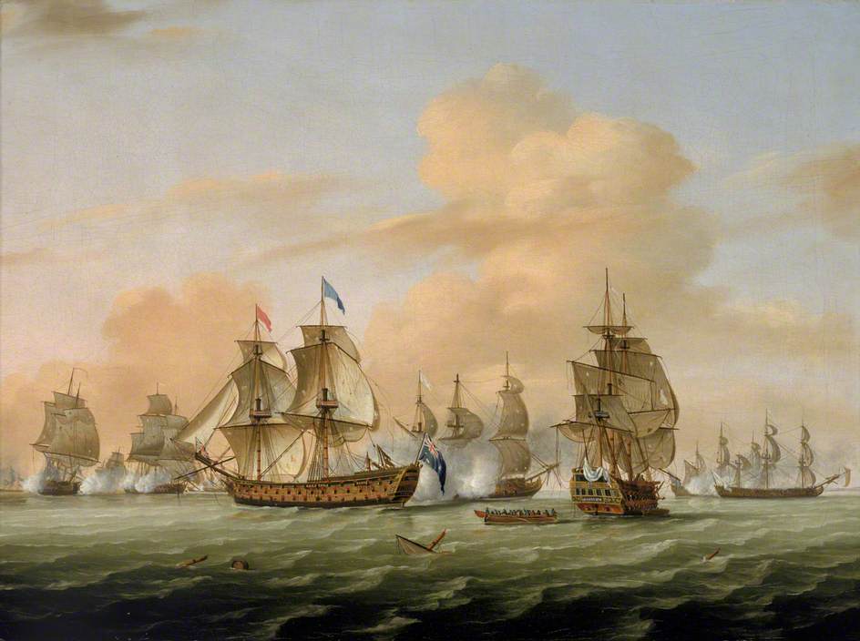 The Battle of Lagos, 18 August 1759, vintage artwork by Thomas Luny, 12x8" (A4) Poster