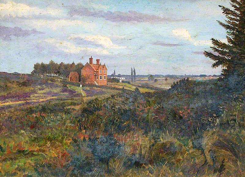 Manor House in a Landscape, vintage artwork by Frederick Davy, 12x8" (A4) Poster