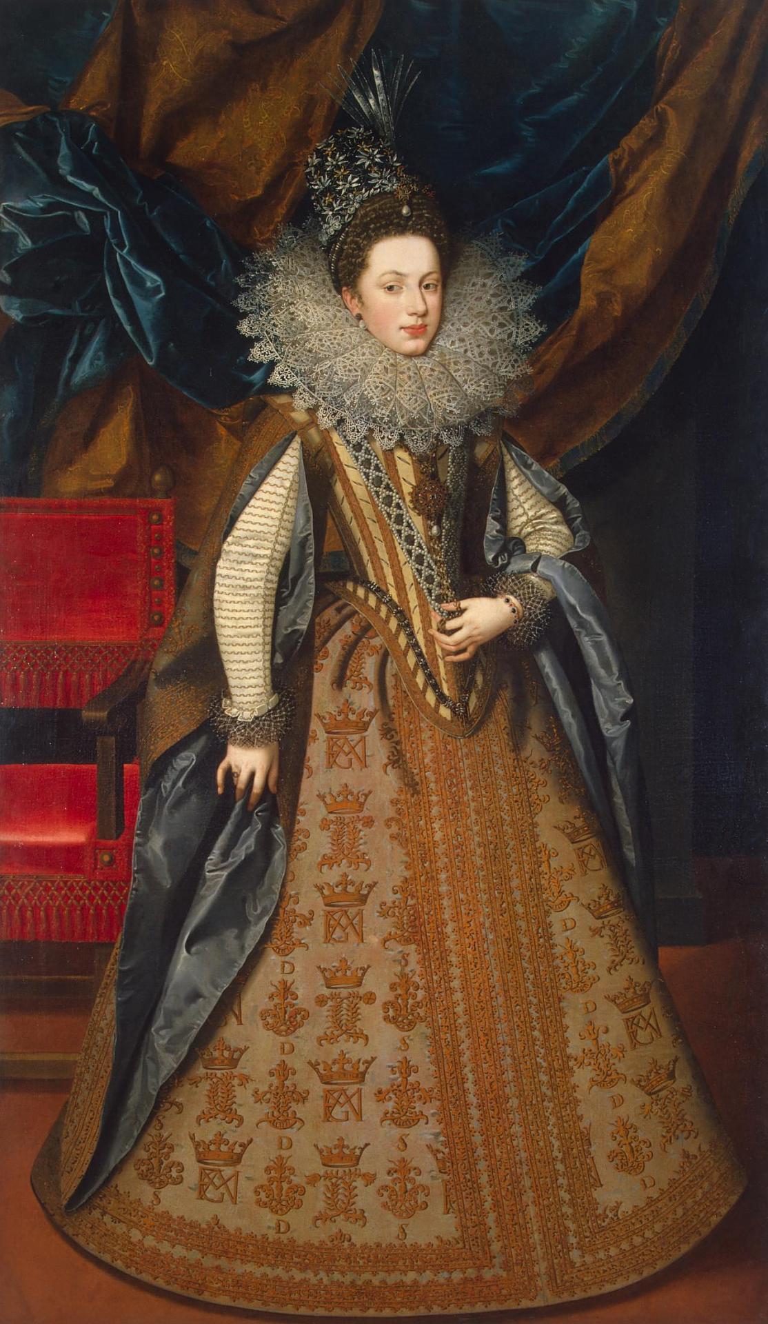 Marguerite of Savoy, Duchess of Gonzaga, vintage artwork by Frans Pourbus the Younger, 12x8" (A4) Poster