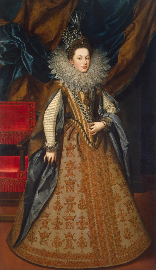 Marguerite of Savoy, Duchess of Gonzaga, vintage artwork by Frans Pourbus the Younger, 12x8" (A4) Poster