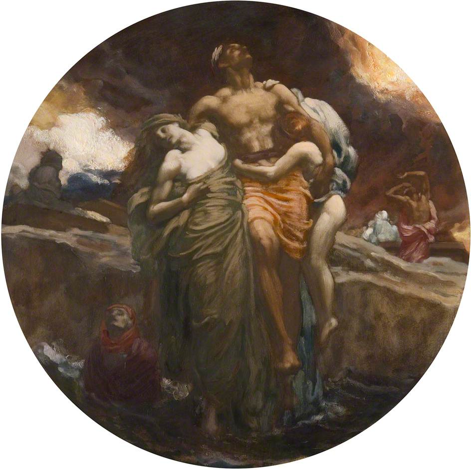 And the sea gave up the dead which were in it, vintage artwork by Sir Frederic Lord Leighton, 12x8" (A4) Poster