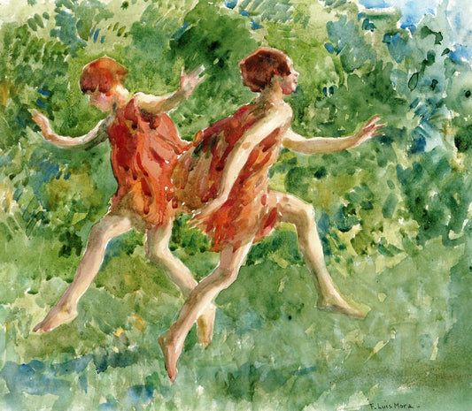 Girls Dancing in a Landscape by Francis Luis Mora,16x12(A3) Poster
