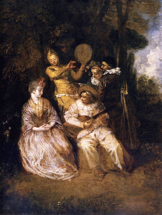 The Italian Serenade, vintage artwork by Jean-Antoine Watteau, 12x8" (A4) Poster