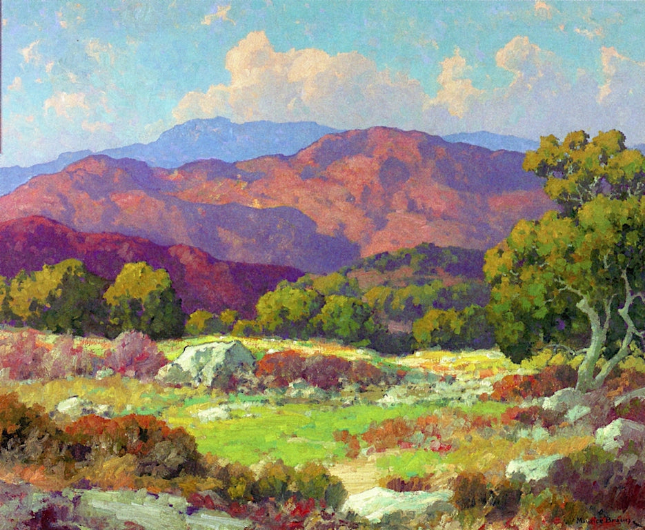 Meadow and Hills, California, vintage artwork by Maurice Braun, 12x8" (A4) Poster