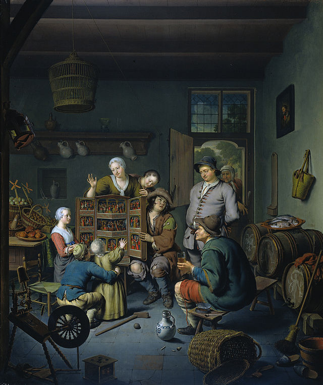The Curiosity, vintage artwork by Willem van Mieris, 12x8" (A4) Poster