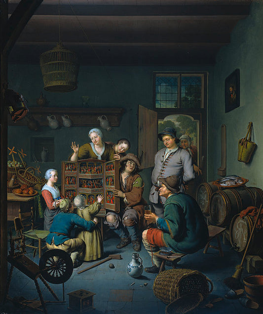 The Curiosity, vintage artwork by Willem van Mieris, 12x8" (A4) Poster