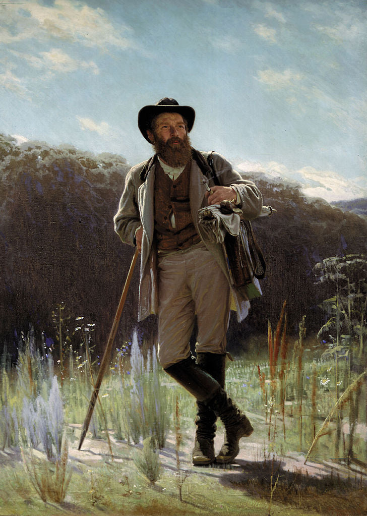 Portrait of the Painter Ivan Shishkin, vintage artwork by Ivan Kramskoi, 12x8" (A4) Poster
