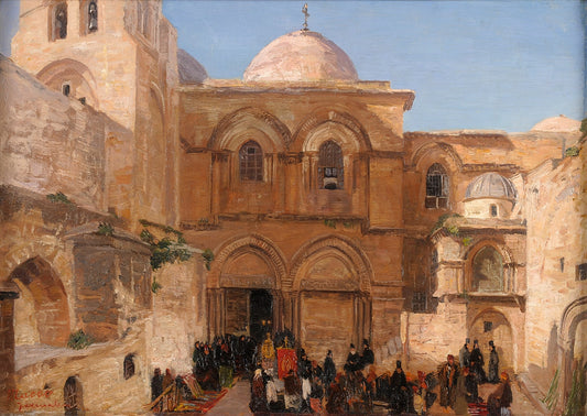 The Holy Sepulchre of Jerusalem, vintage artwork by Georg Macco, 12x8" (A4) Poster
