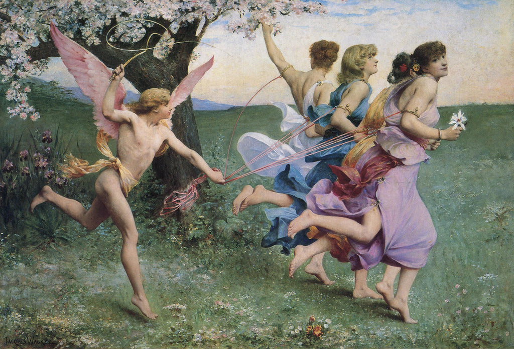 Quadriga of Cupid, vintage artwork by Jacques Clement Wagrez, 12x8" (A4) Poster