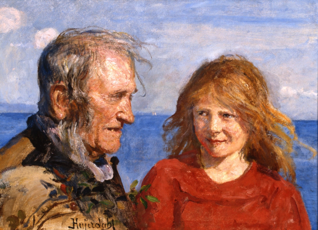 Fisherman and Daughter by Hans Heyerdahl,A3(16x12")Poster