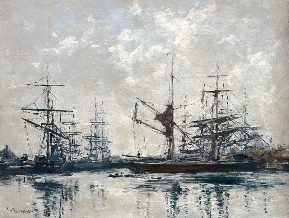 The Basin, Deauville, vintage artwork by Eugène-Louis Boudin, 12x8" (A4) Poster