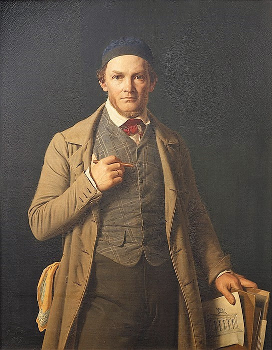 Portrait of Gottlieb Bindesbøll, vintage artwork by Constantin Hansen, A3 (16x12") Poster Print