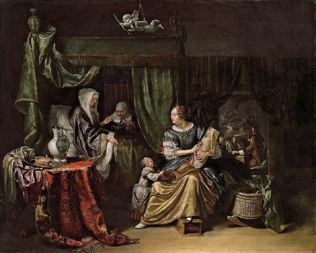 Newborn Baby , vintage artwork by Matthijs Naiveu, 12x8" (A4) Poster