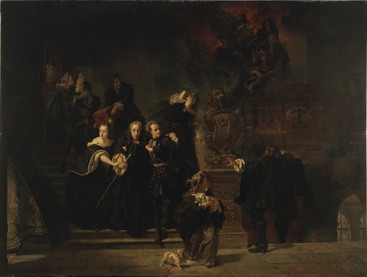 The Fire at the Royal Palace, Stockholm, May 7th, 1697, vintage artwork by Johan Fredrik Hockert, 12x8" (A4) Poster