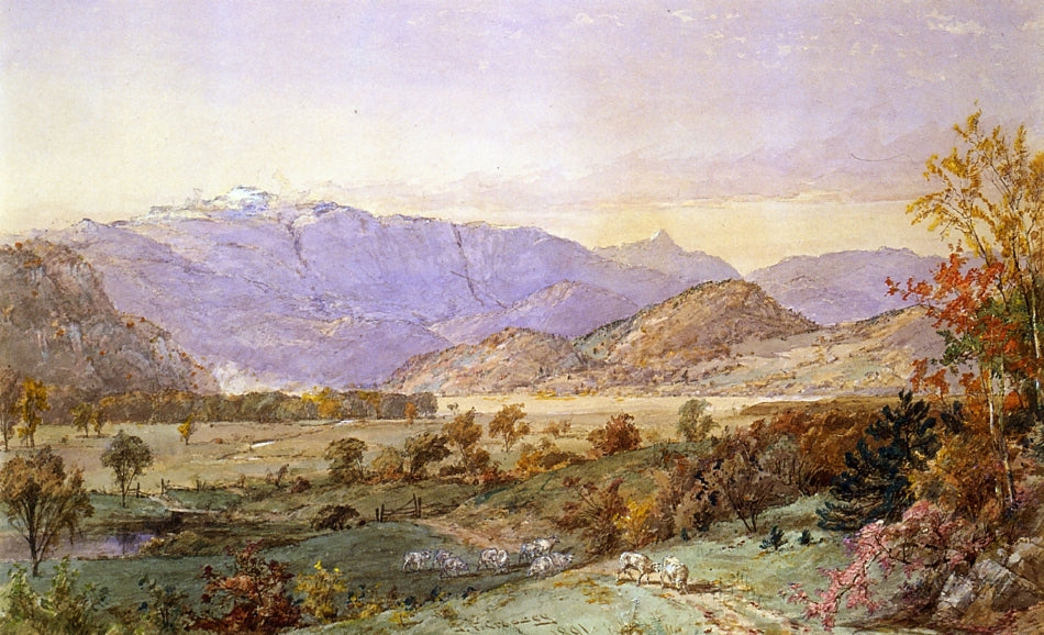 Early Snow on Mount Washington, vintage artwork by Jasper Francis Cropsey, 12x8" (A4) Poster