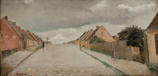 Bakkegade in Hillerød, vintage artwork by Albert Gottschalk, 12x8" (A4) Poster