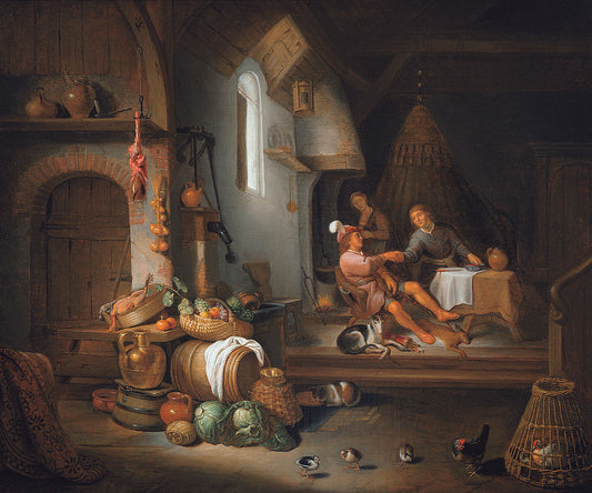 Esau Selling his Birthright, vintage artwork by Hendrik Martensz. Sorgh, 12x8" (A4) Poster