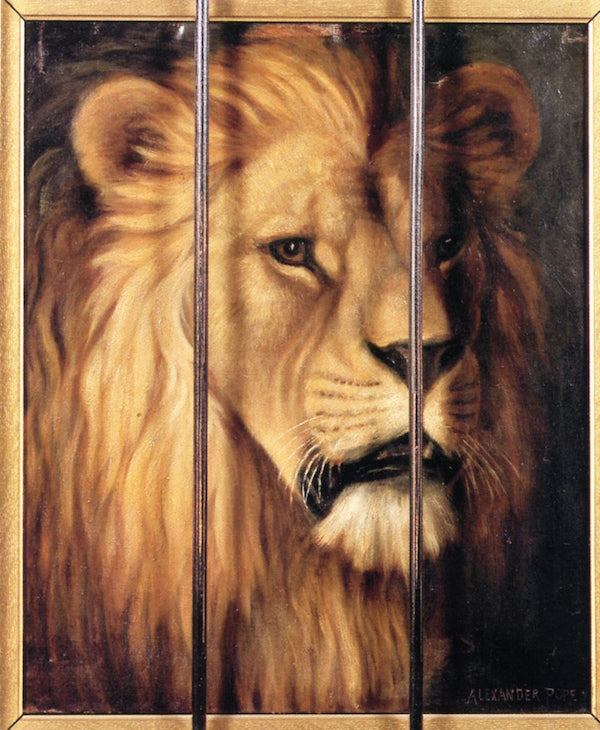 Head of a Male Lion, vintage artwork by Alexander Pope, 12x8" (A4) Poster