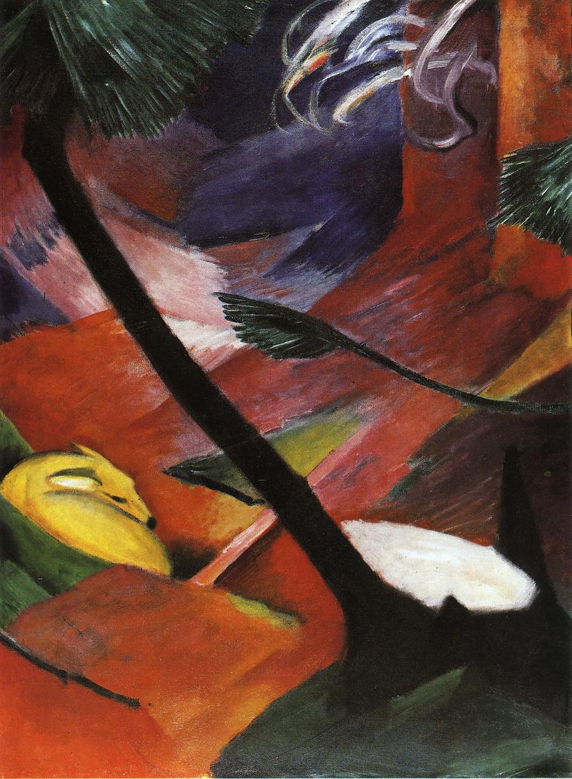 Deer in the Forest II by Franz Marc,16x12(A3) Poster