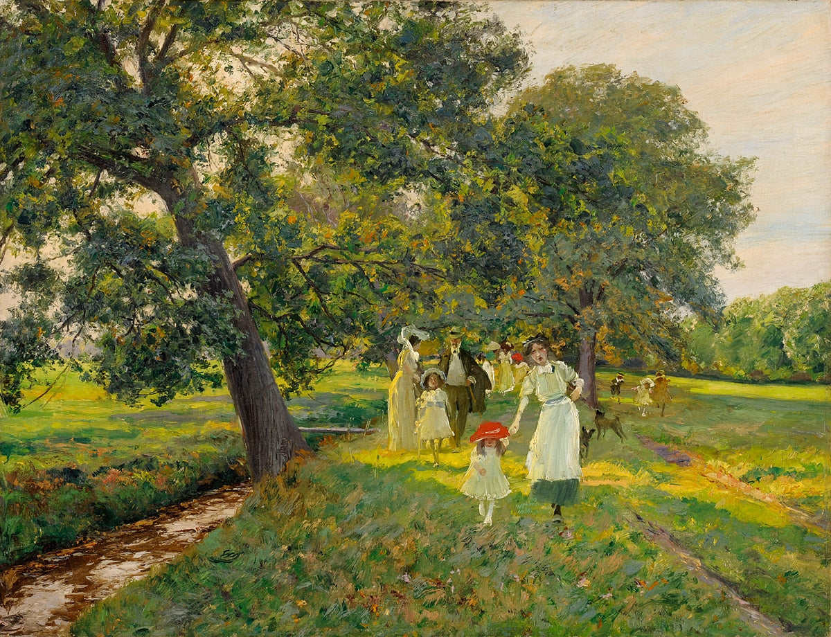 The Sunday Walk, vintage artwork by Wilhelm Schreuer, 12x8" (A4) Poster