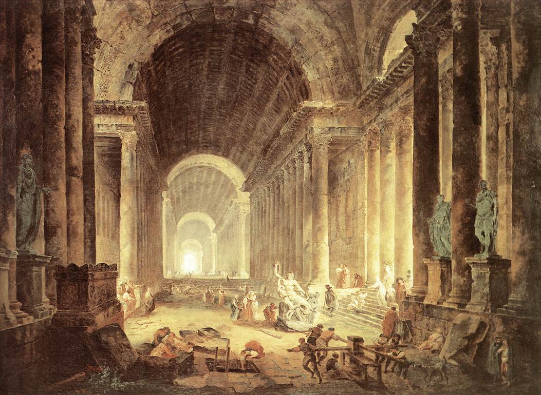 The Finding of the Laocoön, vintage artwork by Hubert Robert, 12x8" (A4) Poster