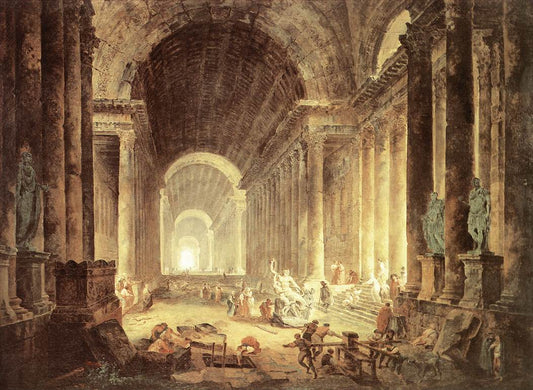 The Finding of the Laocoön, vintage artwork by Hubert Robert, 12x8" (A4) Poster