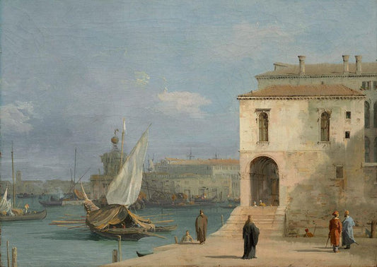 Fonteghetto della Farina, Venice, vintage artwork by Canaletto, 12x8" (A4) Poster