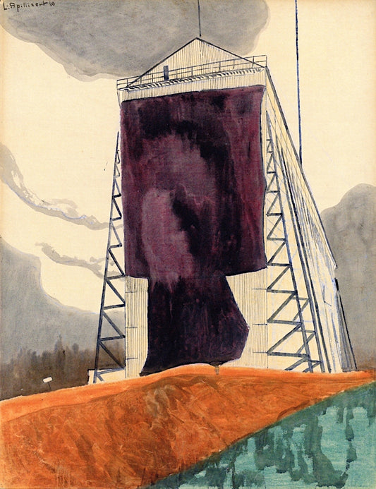 The Dirigeable Hanger, vintage artwork by Leon Spilliaert, 12x8" (A4) Poster