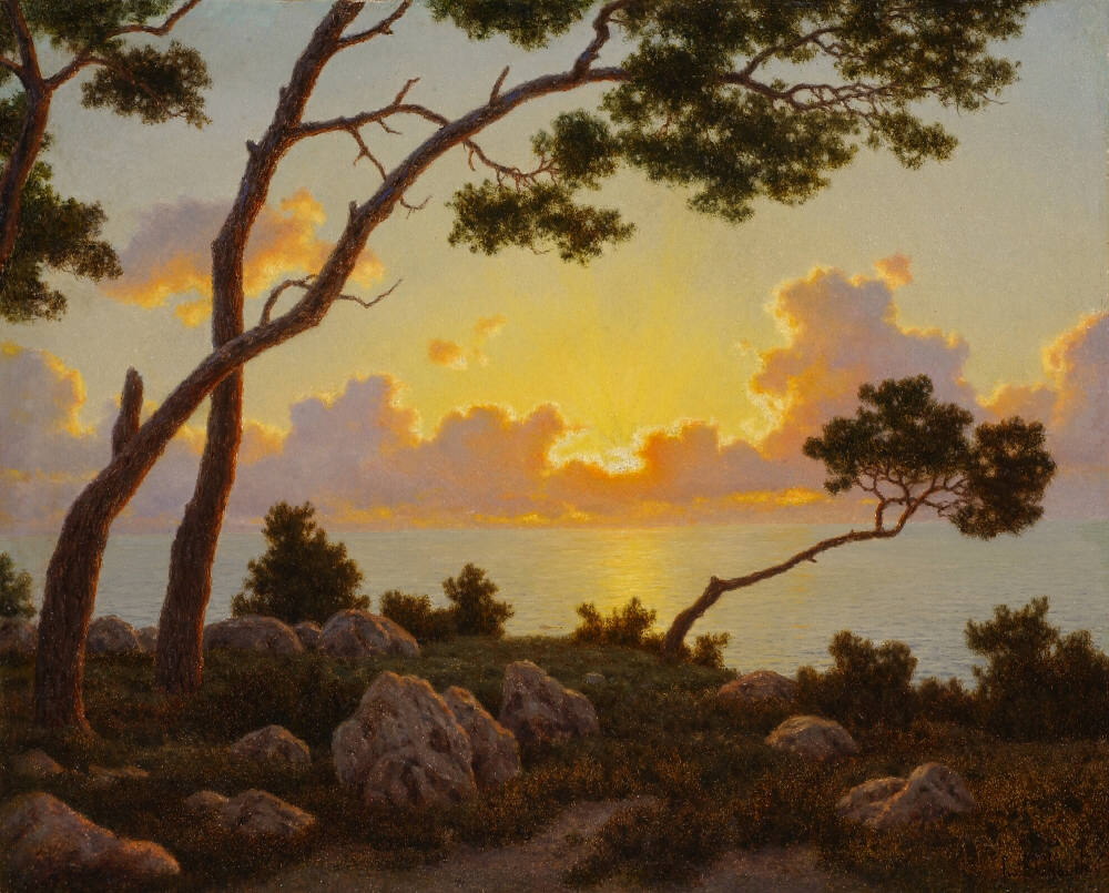 Sunrise, Capri, vintage artwork by Ivan Fedorovich Choultse, 12x8" (A4) Poster