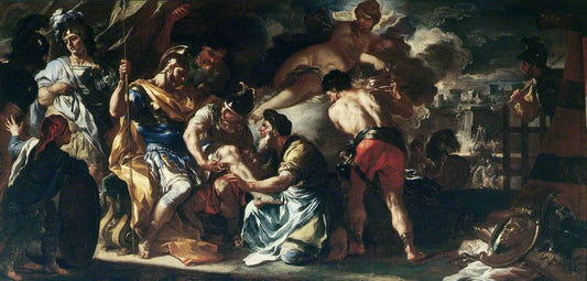 Venus with Lapis Tending the Wounded Aeneas (sketch), vintage artwork by Francesco Solimena, 12x8" (A4) Poster