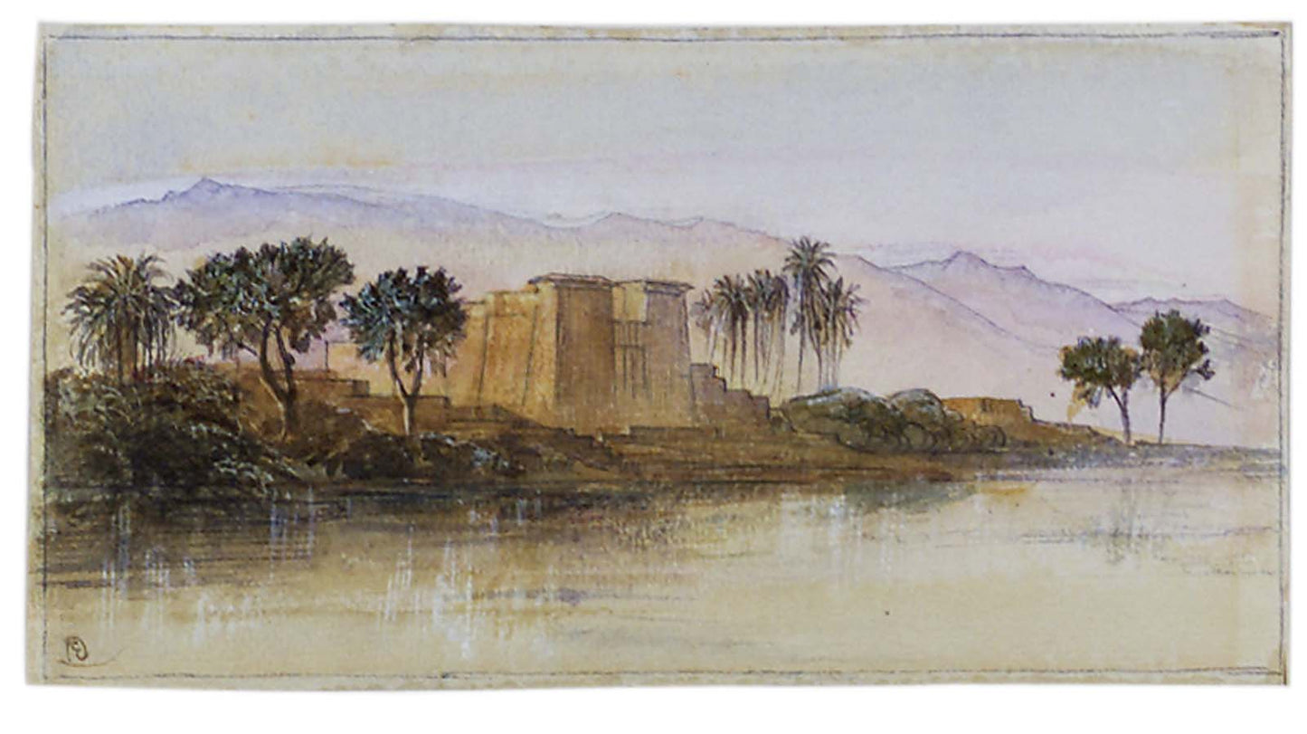 Kalabshe, Nubia on the Nile, vintage artwork by Edward Lear, A3 (16x12") Poster Print