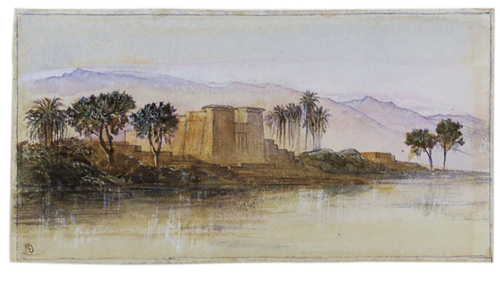 Kalabshe, Nubia on the Nile, vintage artwork by Edward Lear, A3 (16x12") Poster Print