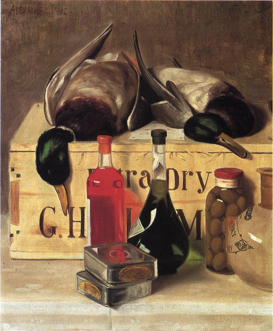 Still Life with Mallards, vintage artwork by Alexander Pope, 12x8" (A4) Poster