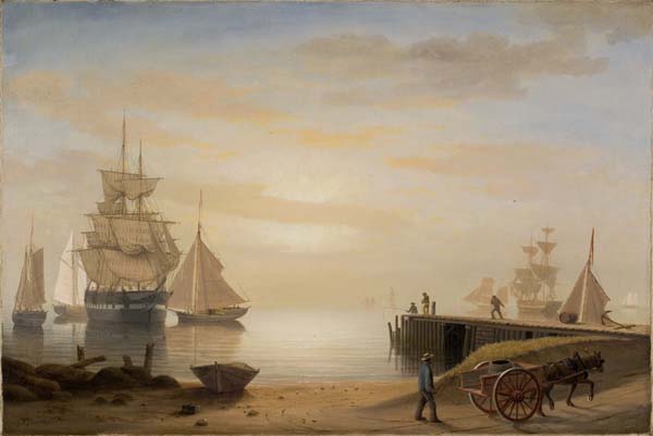 View of Gloucester Harbor, vintage artwork by Fitz Henry Lane, A3 (16x12") Poster Print