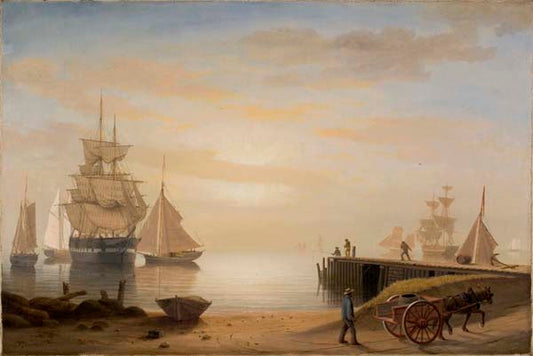 View of Gloucester Harbor, vintage artwork by Fitz Henry Lane, A3 (16x12") Poster Print