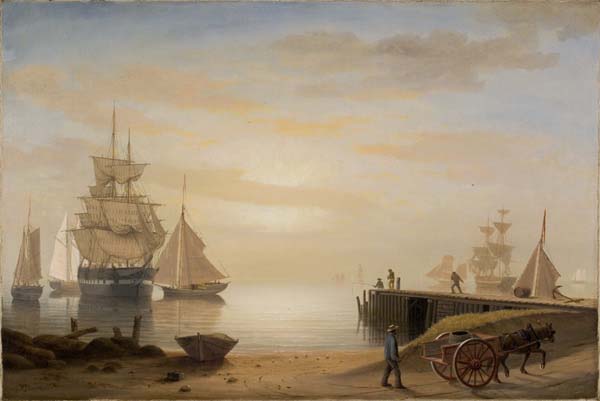 View of Gloucester Harbor, vintage artwork by Fitz Henry Lane, A3 (16x12
