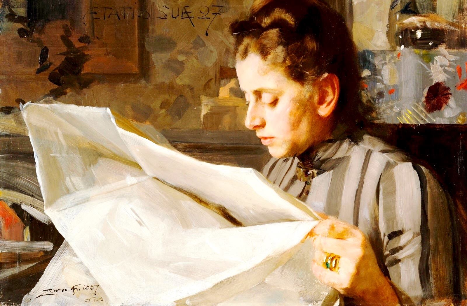 Emma Zorn, Reading by Anders Zorn,A3(16x12")Poster