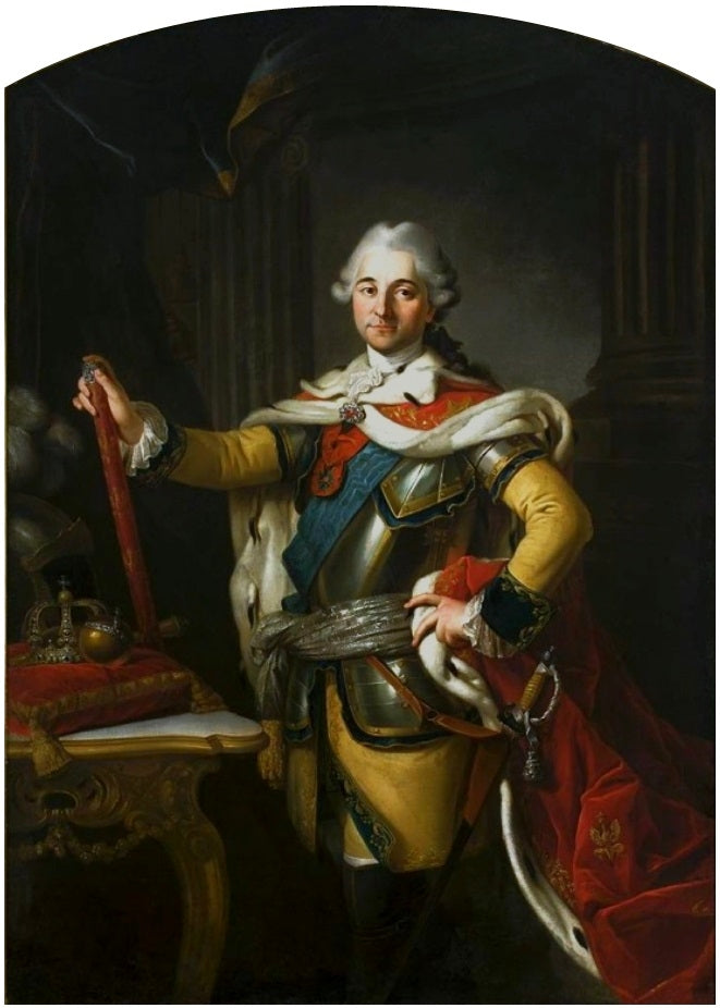 Portrait of Stanislaus Augustus Poniatowski, vintage artwork by Per Krafft the Elder, 12x8" (A4) Poster