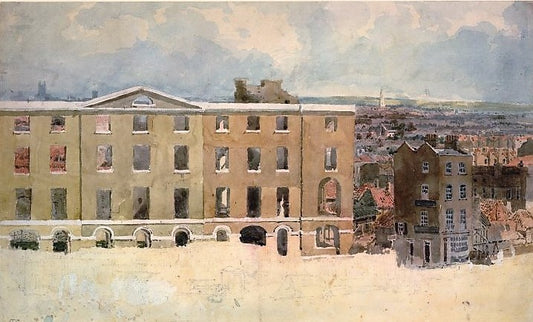 Albion Mills after the fire, vintage artwork by Thomas Girtin, 12x8" (A4) Poster