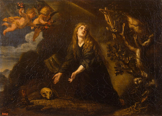 Repentant Mary Magdalene, vintage artwork by Claudio Coello, 12x8" (A4) Poster